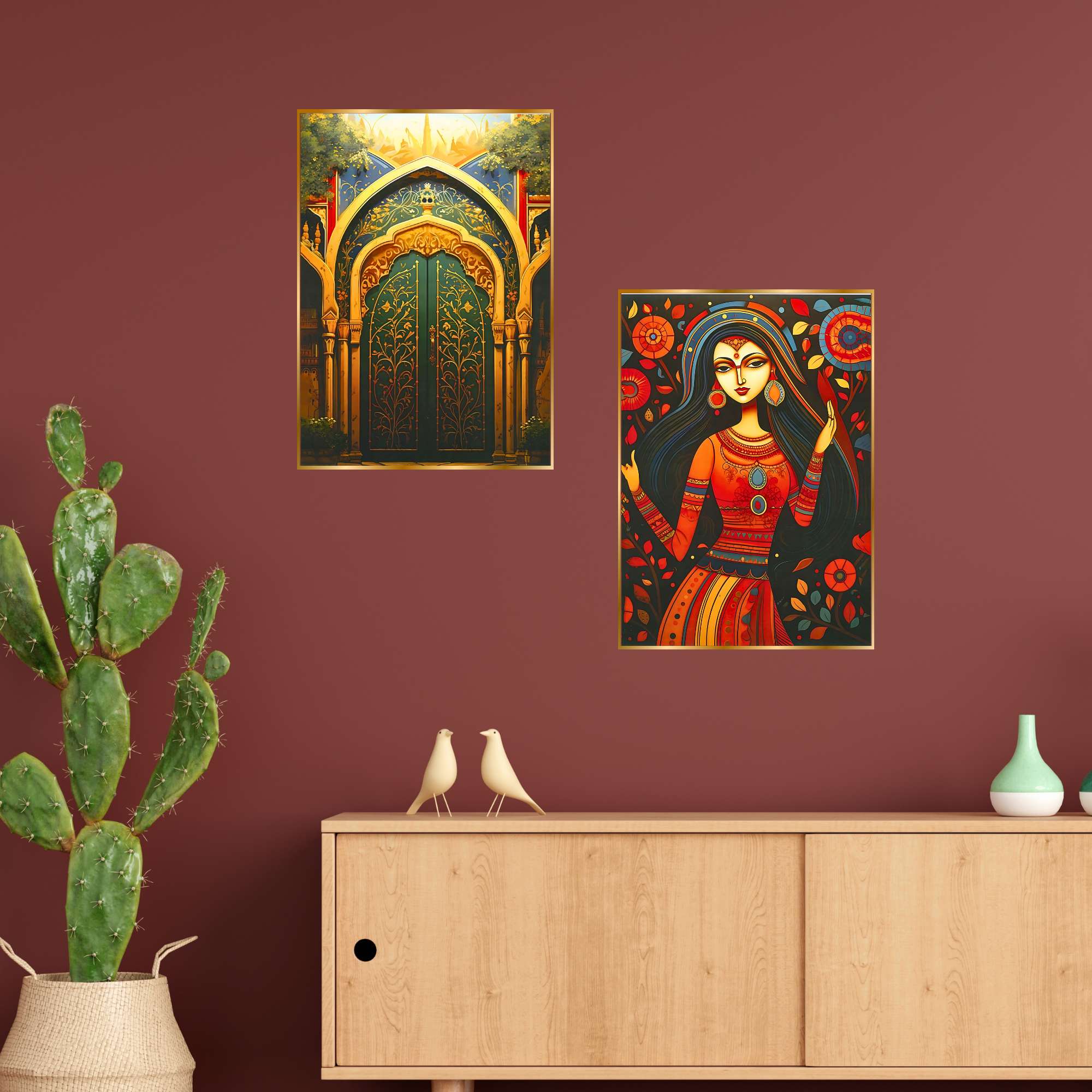 Set of Two Wall Paintings for Wall Dacoration Golden Framed Wall Paintings for Living Room & Bedroom Wall Art for Home Decoration & Office Wall Décor (14x11 inch CH-GD2-16) - Image 2