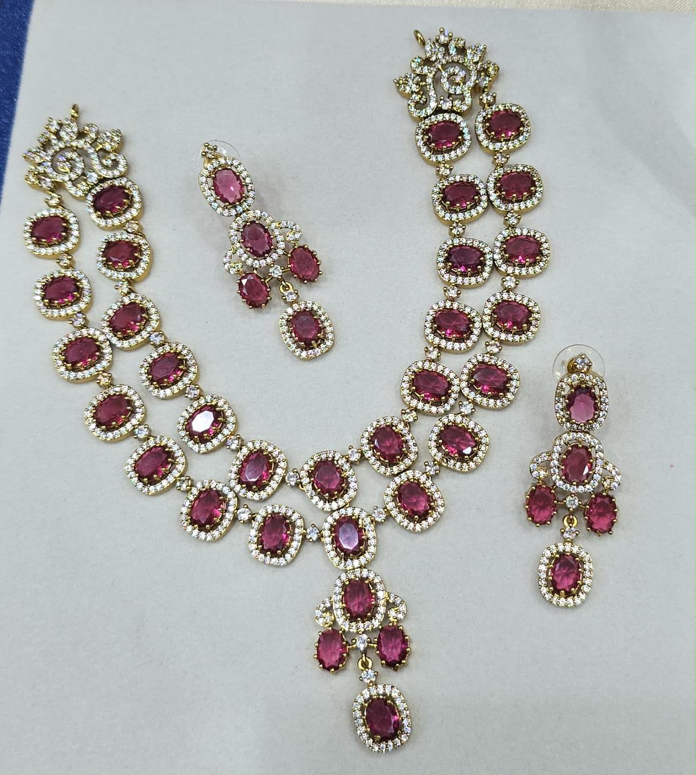 Premium Ruby Stone Necklace & Earrings Set - Image 6