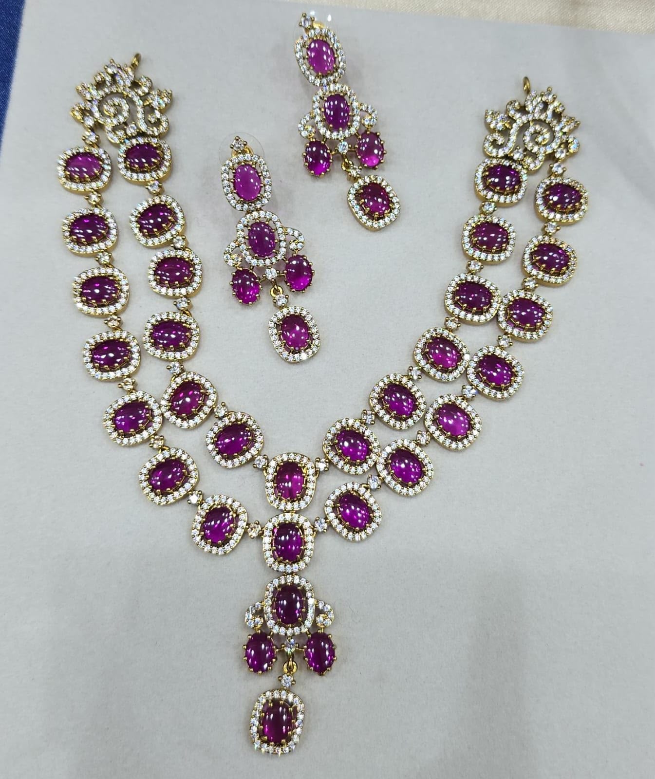 Premium Ruby Stone Necklace & Earrings Set - Image 4